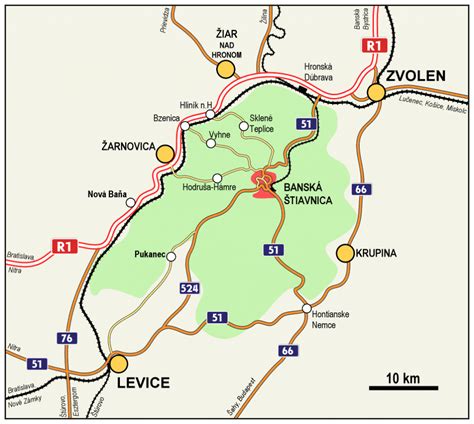 Historická mapa Banskej Štiavnice a okolia