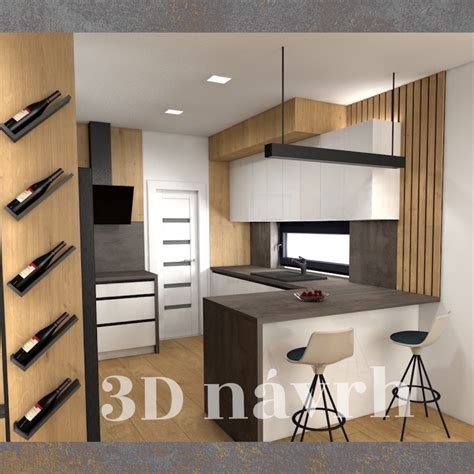 Interiér modernej kuchyne s vinotékou