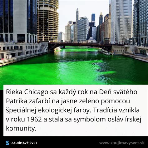 Rieka v Chicagu zafarbená na zeleno počas osláv Dňa sv. Patrika