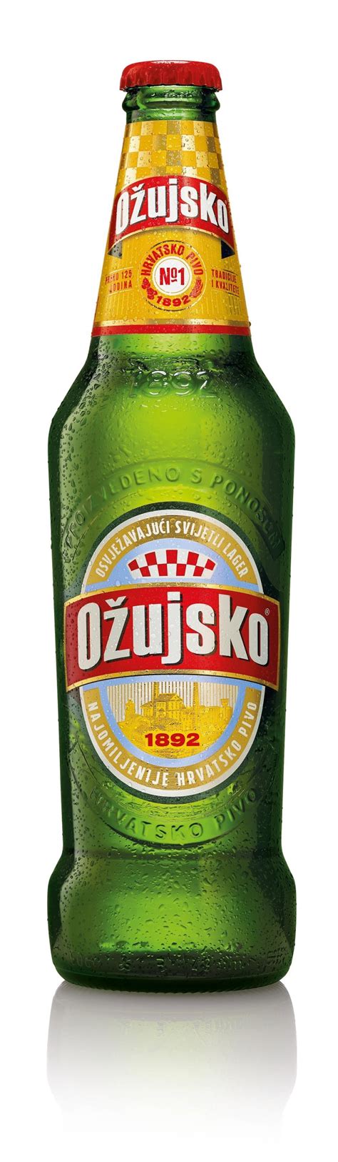 Fľaša piva Ožujsko s tradičným dizajnom