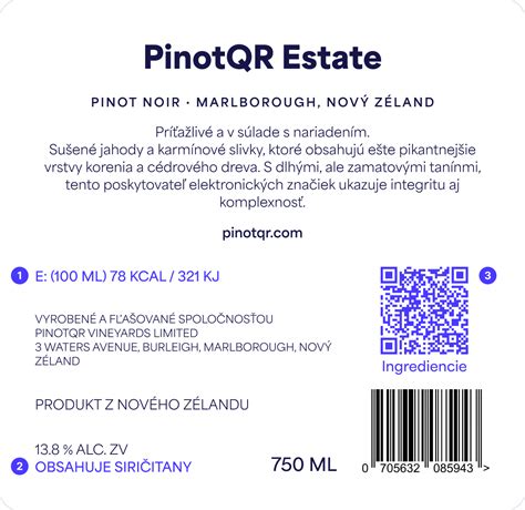 Schéma znázorňujúca umiestnenie QR kódu na etikete vína