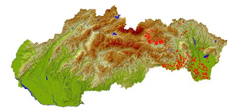 Mapa Slovenska s vyznačenými Nízkymi Tatrami a Trnavou