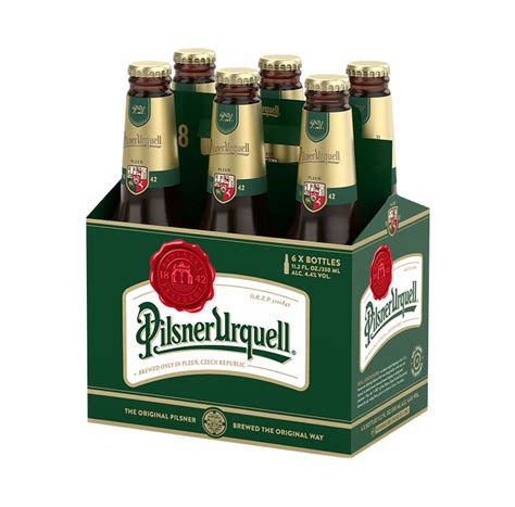 Pilsner Urquell fľaša s novými papierovými etiketami