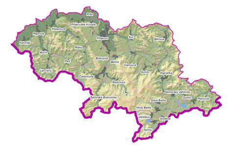 Mapa regiónu Novohrad