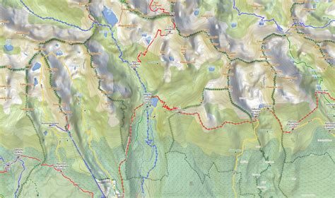 Mapa Vysokých Tatier s vyznačenými turistickými chodníkmi