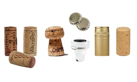 Různé typy uzávěrů lahví vína