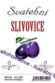 Detail návrhu etikety slivovice s farebným ohraničením