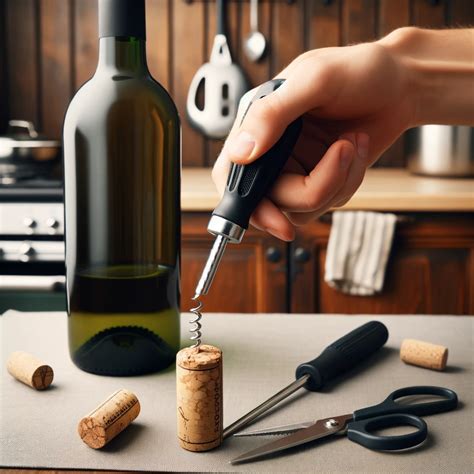 Zaskrutkovanie vývrtky do korku