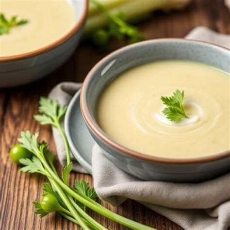 Misky zelerovej krémovej polievky