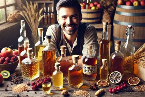 Fľaše s rôznymi koncentráciami destilátov