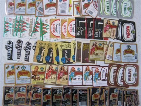 Rôzne pivné etikety s výraznými dizajnovými prvkami