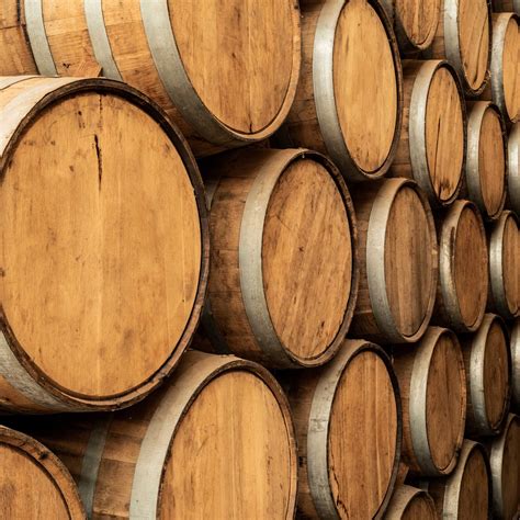 Oak barrels used for whiskey aging