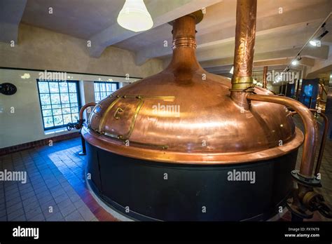 Historical brewing kettles at Pilsner Urquell Brewery