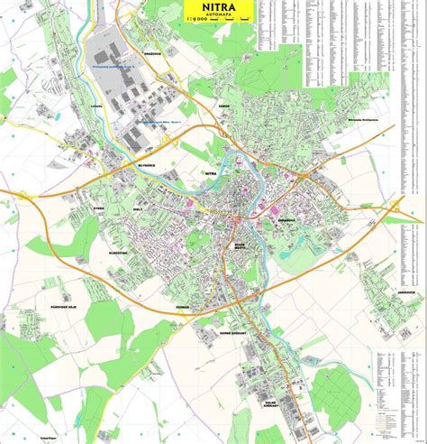 Mapa centra Nitry s vyznačenými oblasťami zákazu alkoholu