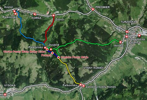 Mapa znázorňujúca pútnické cesty