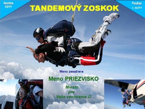 Poukaz na tandemový zoskok padákom