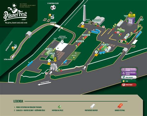 Mapa Plzne s vyznačeným pivovarom Pilsner Urquell