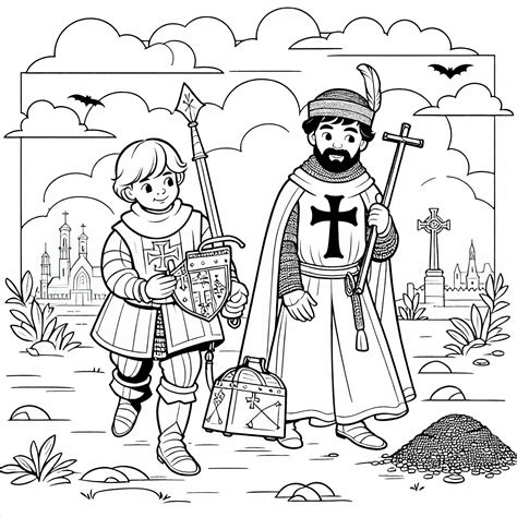 Ilustrácia templárskych rytierov