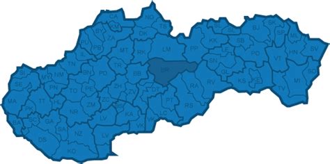 Mapa regiónu Gemer s vyznačenou obcou Predná Hora