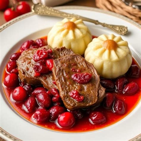 Oscypek s brusnicami na tanieri