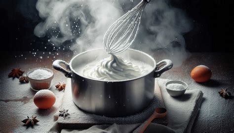 Ilustrácia šľahania žĺtkov s cukrom nad parou