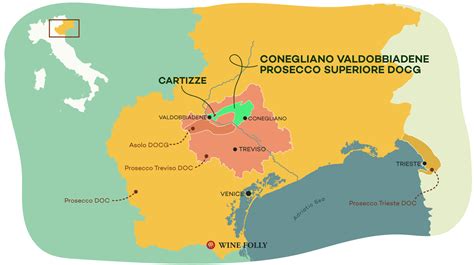 Mapa regiónu Conegliano Valdobbiadene