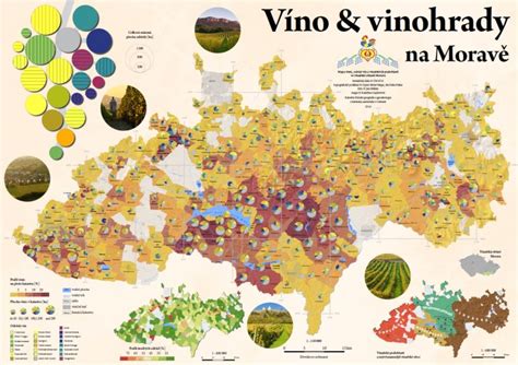 Mapa Moravy s vyznačenými vinařskými oblastmi