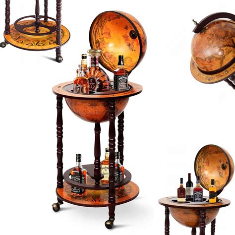 Drevený glóbus bar na víno