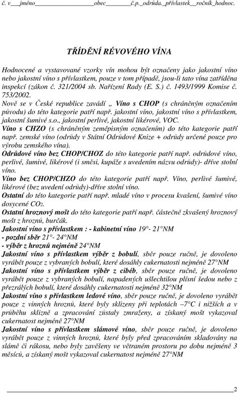 Ukážka etikety slovenského vína s označením CHOP