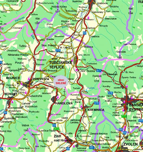 Mapa Turčianskych Teplíc