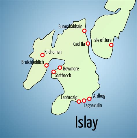Mapa škótskeho regiónu Islay