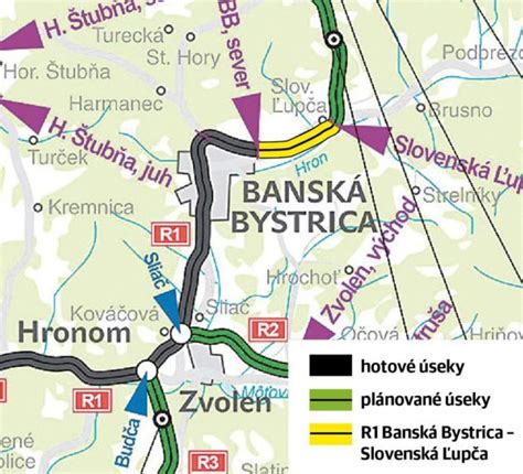 Mapa Banskej Bystrice s vyznačenými historickými uličkami