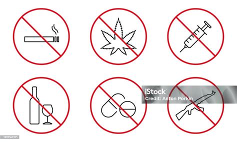 Ilustrácia rôznych typov drog, alkoholu a cigariet