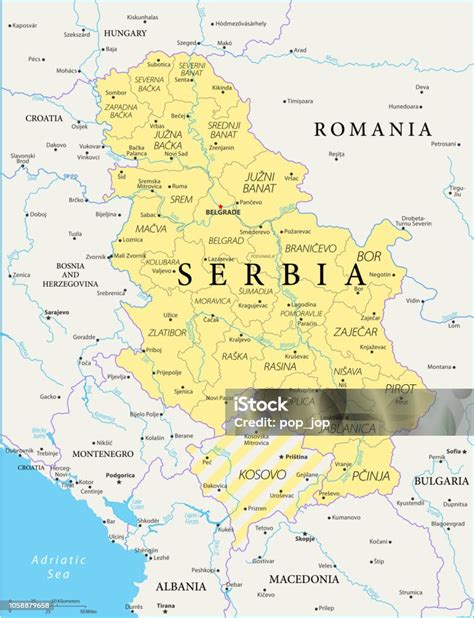 Mapa Srbska s vyznačenými regiónmi produkujúcimi pivo