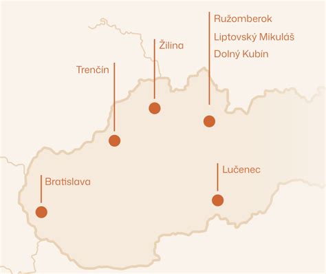 Mapa regiónu Trenčín s vyznačenými tradičnými liehovarníkmi