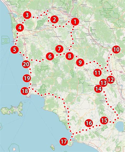Mapa vinárskych oblastí Toskánska