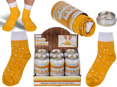 Ponožky v plechovke od piva ako darček