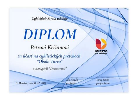 Diplom za víťazstvo v súťaži