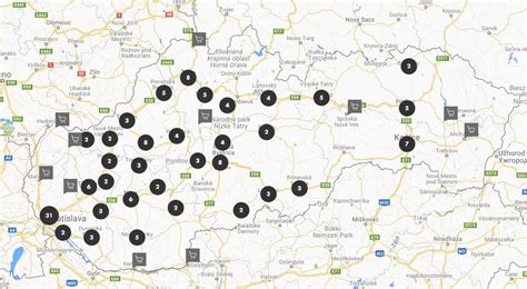 Mapa historických pivovarníckych centier na Slovensku