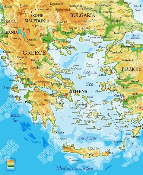 Mapa Grécka s vyznačenými regiónmi