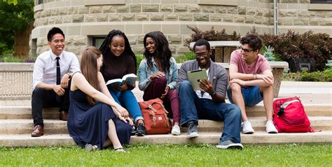 University campus with students