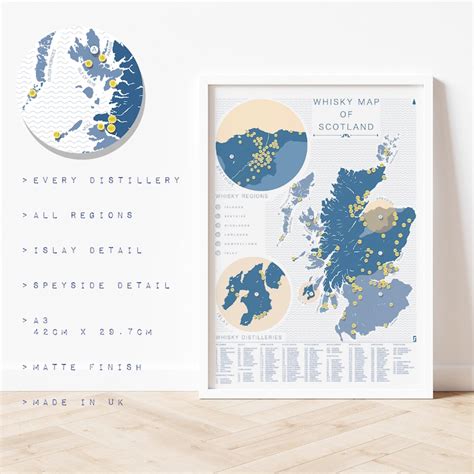 Mapa škótskych regiónov produkujúcich whisky
