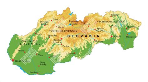 Mapa východného Slovenska s ikonickými miestami
