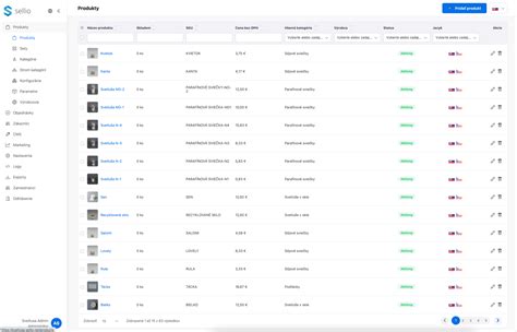 Screenshot z eshopu s ukážkou funkcie filtrovania produktov