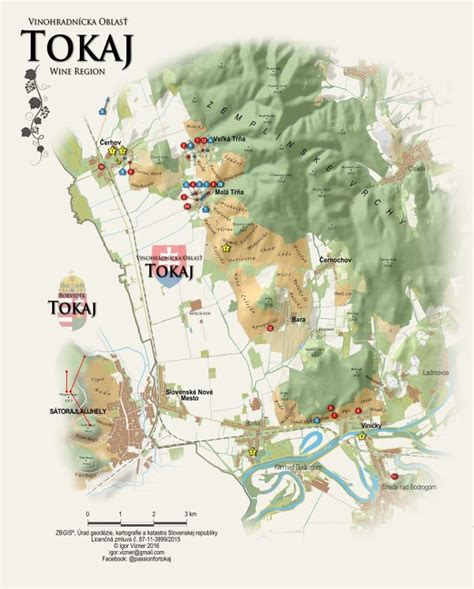 Mapa vinohradníckej oblasti Tokaj