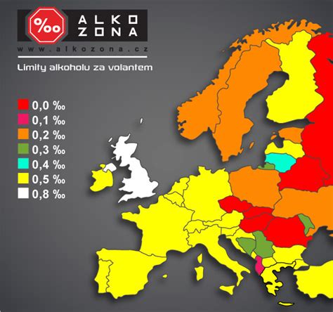 Infografika porovnávajúca limity alkoholu za volantom v rôznych európskych krajinách