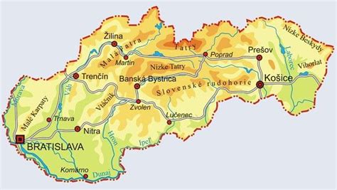 Mapa Slovenska s vyznačenou Banskou Bystricou a pivovarom Urpiner