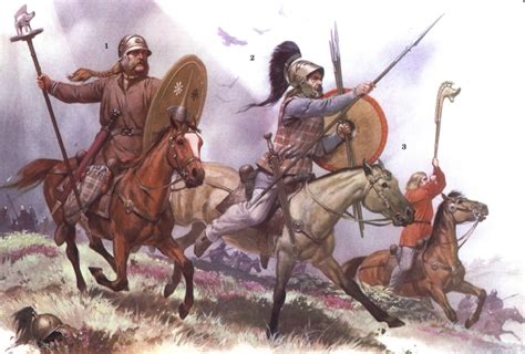 Keltský bojovník s mečom a štítom