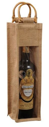 jutová taška na víno s priehľadnou prednou stranou