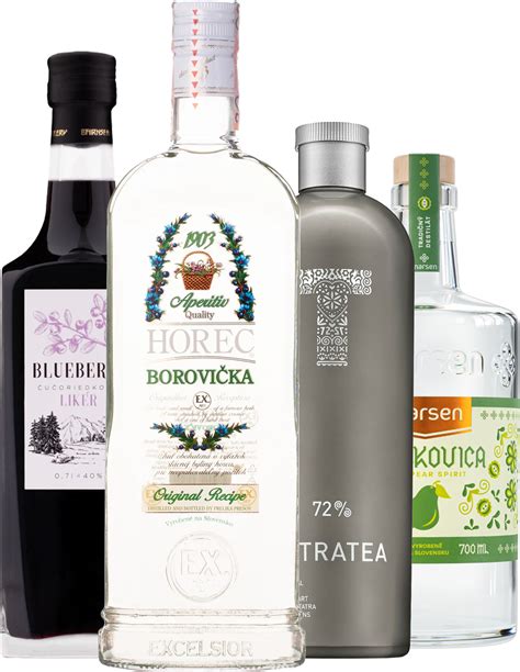 Fľaše slovenských destilátov